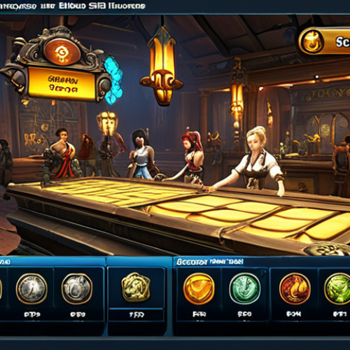 **

A bustling in-game marketplace scene. Players are gathered around the Blade & Soul auction house interface, which glows with vibrant colors. Focus on the UI elements – search bars, item listings with fluctuating prices, and filter options. Emphasize the feeling of a dynamic and active economy. Show diverse character avatars inspecting the listings intently. Currency symbols (in-game currency of B&S) should be visible.

**