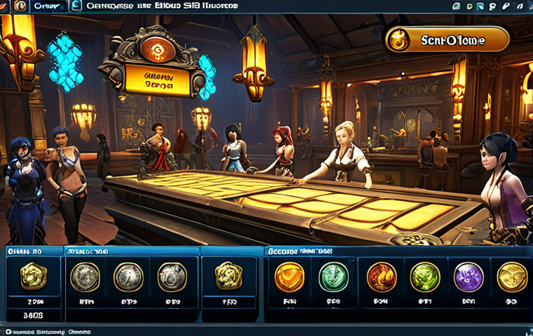 **
A bustling in-game marketplace scene. Players are gathered around the Blade & Soul auction house interface, which glows with vibrant colors. Focus on the UI elements – search bars, item listings with fluctuating prices, and filter options. Emphasize the feeling of a dynamic and active economy. Show diverse character avatars inspecting the listings intently. Currency symbols (in-game currency of B&S) should be visible.
**