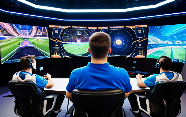 A diverse group of three professional e-sports players, fully clothed in modest, appropriate attire and professional e-sports uniforms, are seated at ergonomic gaming stations within a modern, well-lit e-sports arena. Large holographic screens in the background display abstract strategic game data, not actual gameplay. They are engaged in focused discussion, pointing at the screens, making hand gestures indicating collaborative strategy, with determined and collaborative expressions. High-resolution, professional photography, cinematic lighting, vibrant colors, perfect anatomy, correct proportions, natural pose, well-formed hands, proper finger count, safe for work, appropriate content, fully clothed, professional dress, family-friendly.
