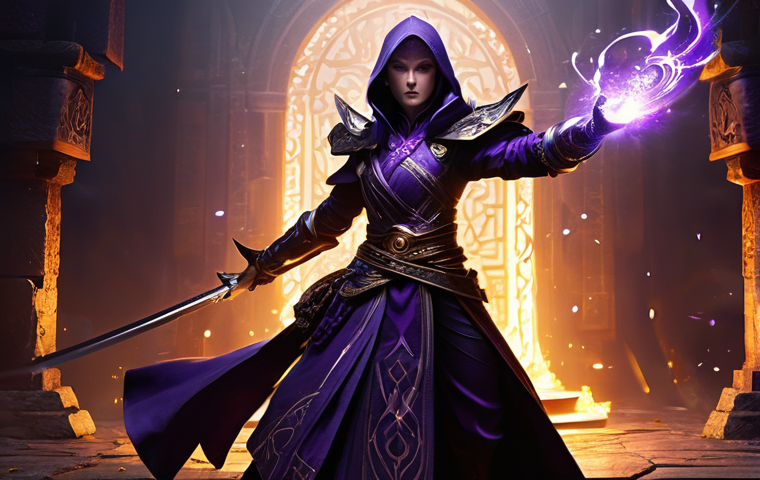 블레이드앤소울 각성 트리 세부 설명 - **Prompt: The Warlock's Awakened Barrage**
    A powerful female Warlock in a dynamic, mid-air pose,...