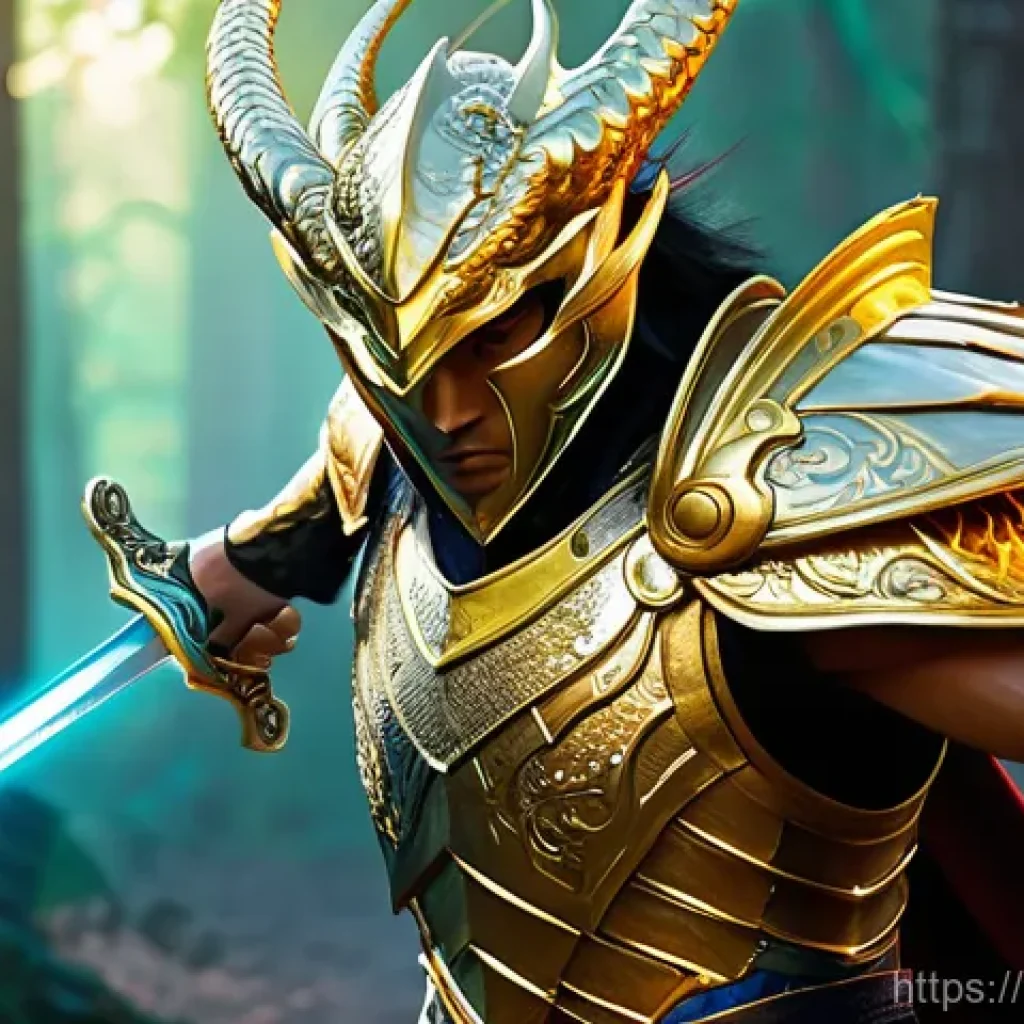 블레이드앤소울 무공패 특성 - **Prompt 1: Divine Dragon's Fury**
    A heroic male Swordsman, embodying Vietnamese martial arts ae...