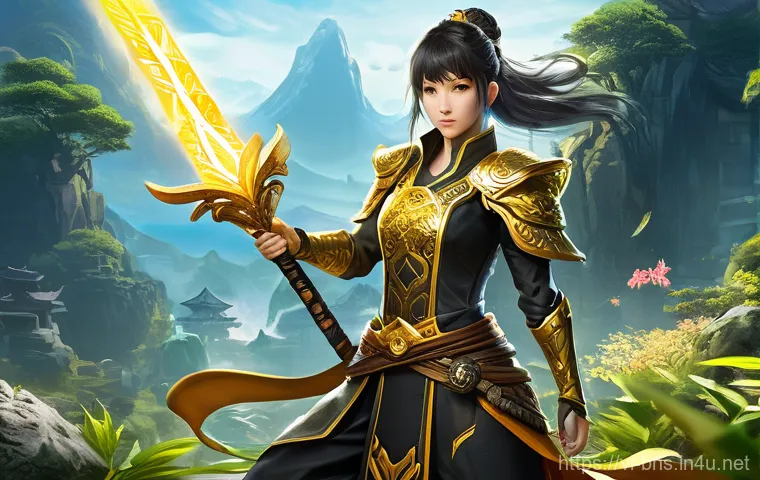 블레이드앤소울 빠른 레벨업 공략 - **"A determined female martial artist from Blade & Soul NEO, with flowing dark hair and intricate go...