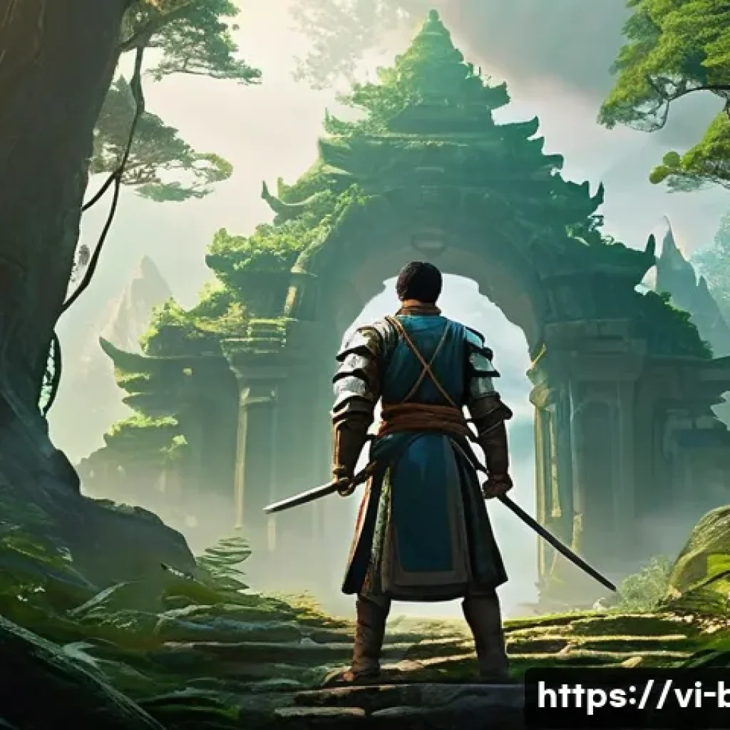 블레이드앤소울 신규 유저 패키지 - **Prompt:** A vibrant, fantastical world with towering, ancient structures and lush landscapes. In t...